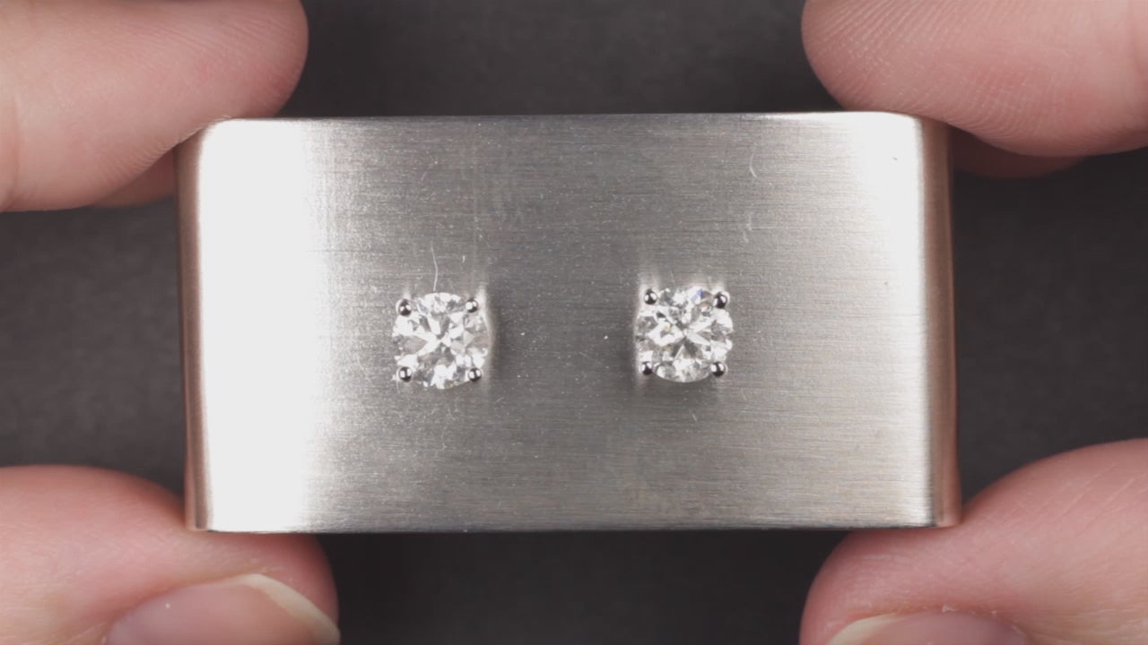 1.63ct VERY GOOD CUT DIAMOND STUD EARRINGS NATURAL ROUND BRILLIANT MATCHING PAIR