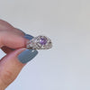 PINK AMETHYST STERLING SILVER RING VINTAGE STYLE SOLITAIRE FILIGREE ROUND DECO