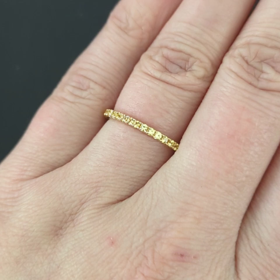 YELLOW SAPPHIRE 14K YELLOW GOLD ETERNITY RING STACKING WEDDING BAND NATURAL GEM