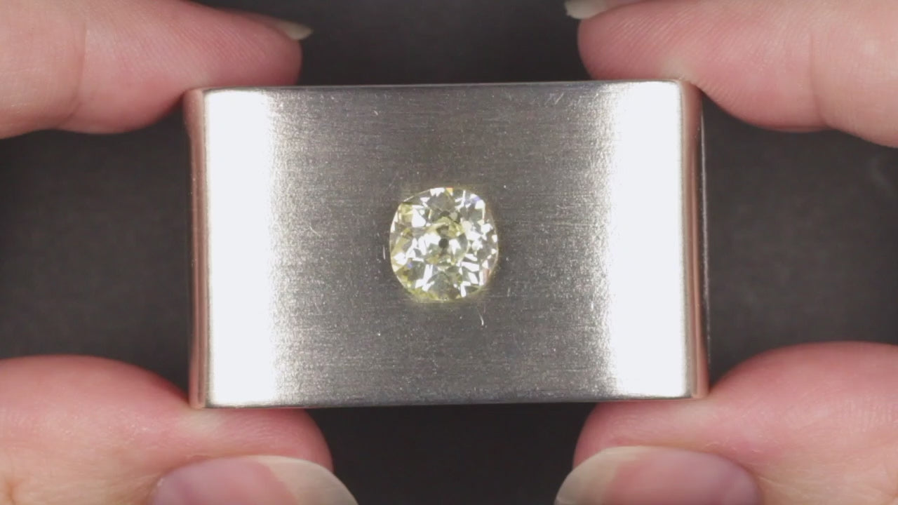 ANTIQUE 2.89c FANCY YELLOW VS1 OLD MINE CUT GIA CERTIFIED ENGAGEMENT CUSHION 3ct