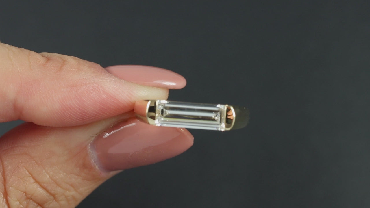 1.20ct LAB CREATED DIAMOND ENGAGEMENT RING CERTIFIED BAGUETTE EAST WEST 14k GOLD
