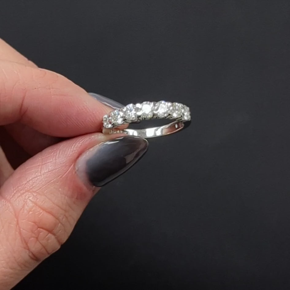 1 CARAT DIAMOND WEDDING BAND 7 STONE STACKING RING NATURAL WHITE GOLD CLASSIC