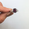 AMETHYST STERLING SILVER RING VINTAGE STYLE ART DECO SOLITAIRE ROUND CUT PURPLE