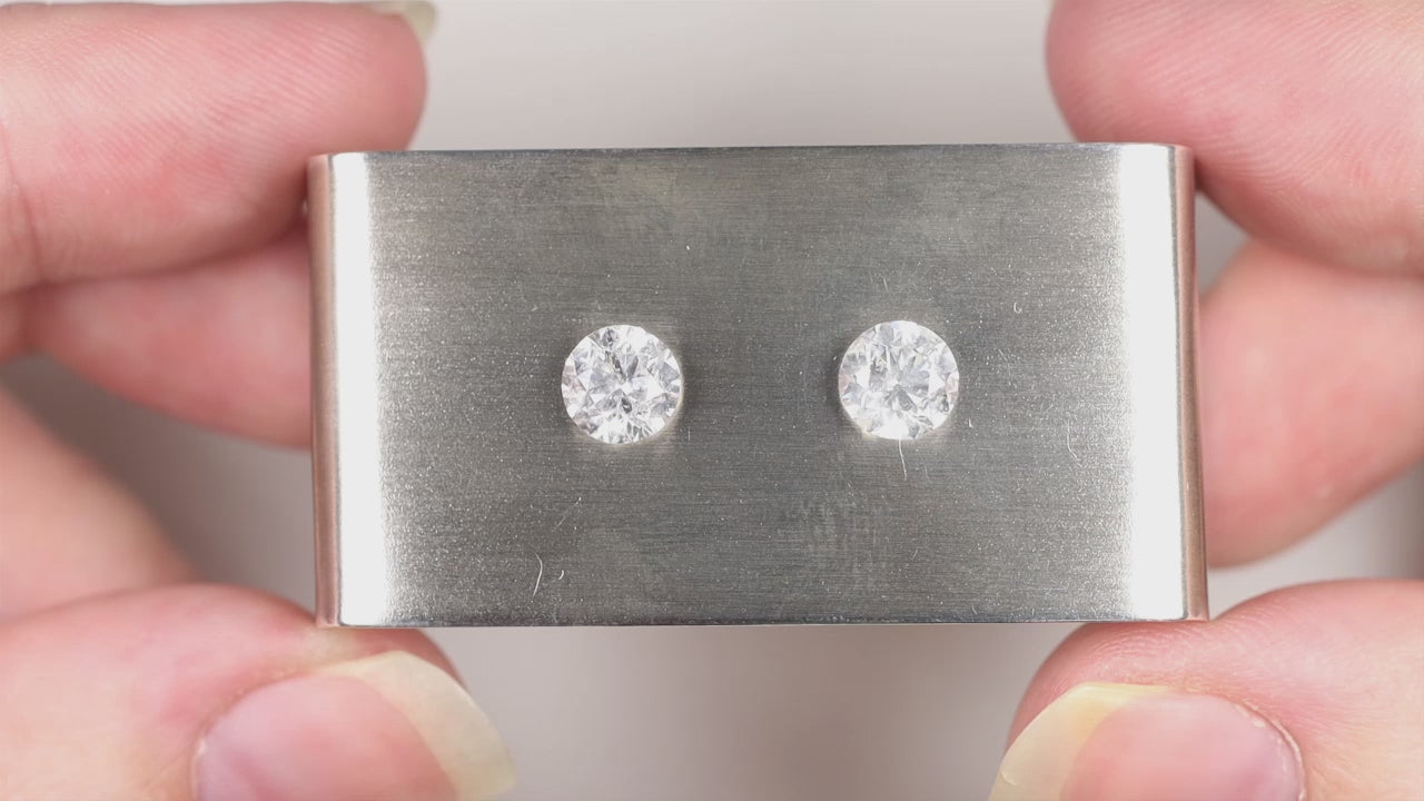 2 CARAT VERY GOOD CUT E-F COLOR DIAMOND STUD EARRINGS NATURAL PAIR ROUND 2ct