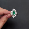 EMERALD DIAMOND PLATINUM COCKTAIL RING 3.60ct MARQUISE SHAPE HALO BIG NATURAL