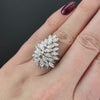 VINTAGE DIAMOND COCKTAIL RING BIG STATEMENT MID CENTURY 14k WHITE GOLD BALLERINA