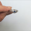 EMERALD VINTAGE STYLE COCKTAIL RING STERLING SILVER DAINTY FILIGREE ROUND GREEN