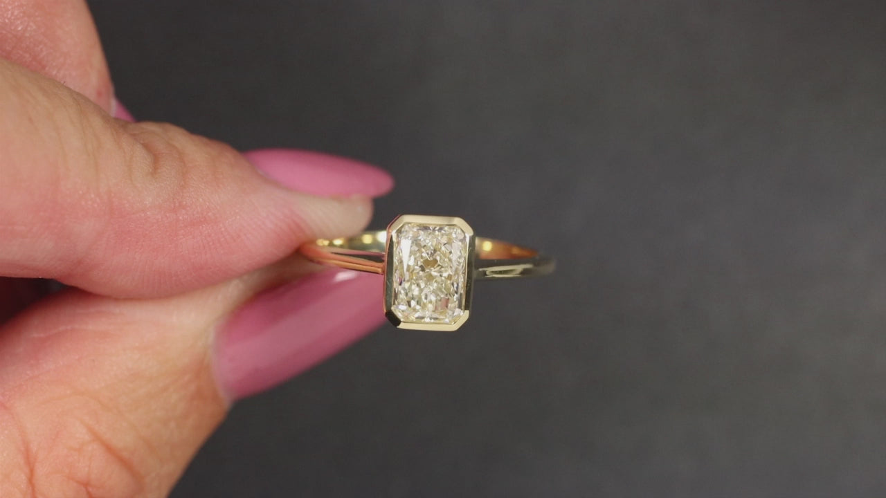 1.5 CARAT GIA CERTIFIED DIAMOND ENGAGEMENT RING J SI1 SOLITAIRE BEZEL 14k GOLD
