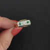 VINTAGE DIAMOND EMERALD COCKTAIL RING TWO TONE 14k YELLOW WHITE GOLD FILIGREE