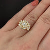 1.35ct VINTAGE DIAMOND COCKTAIL RING F-G VS CLUSTER STATEMENT 14k YELLOW GOLD