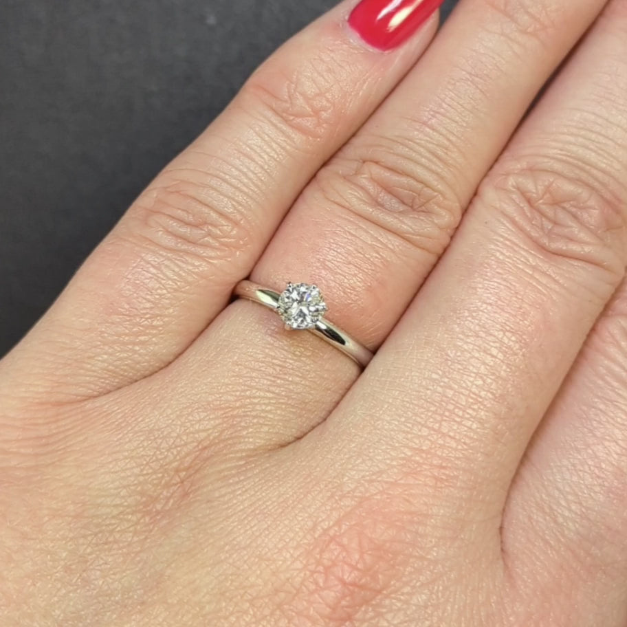NATURAL DIAMOND ENGAGEMENT RING 1/2ct ROUND BRILLIANT CUT SOLITAIRE WHITE GOLD