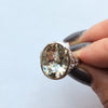 SMOKY QUARTZ STERLING SILVER RING VINTAGE STYLE OVAL FILIGREE GEMSTONE SOLITAIRE