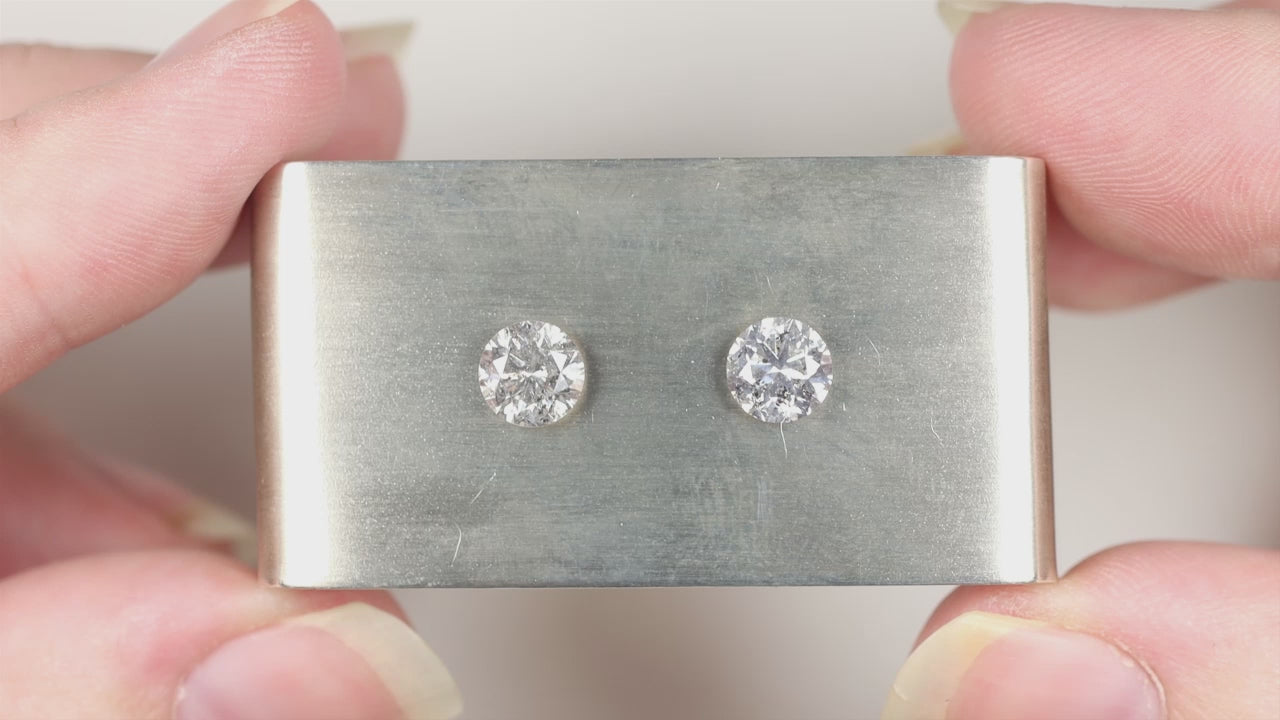 2 CARAT VERY GOOD CUT DIAMOND STUD EARRINGS ROUND BRILLIANT CUT MATCHING PAIR