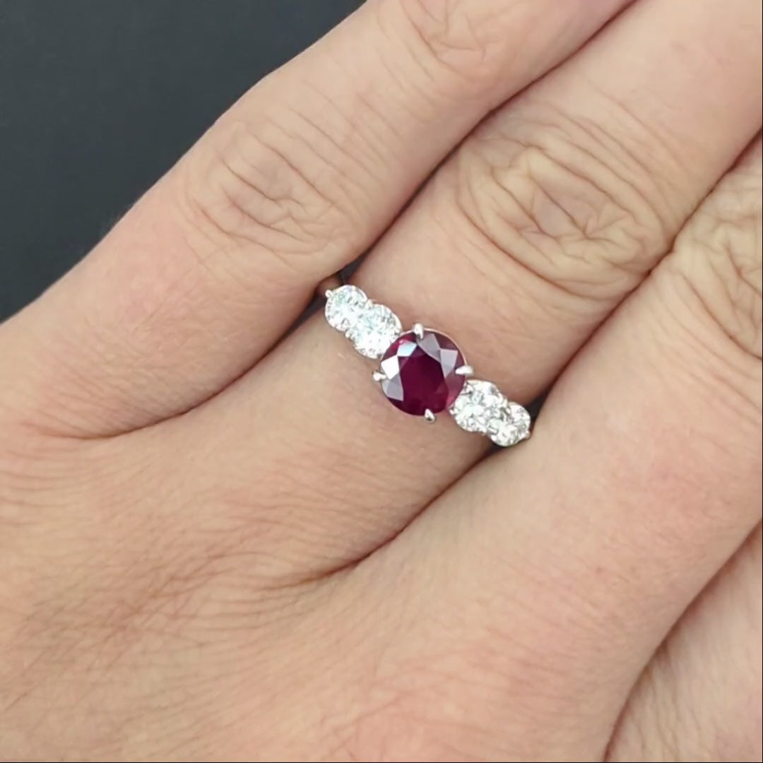 RUBY DIAMOND ENGAGEMENT RING GIA CERTIFIED BURMA PIGEON BLOOD