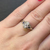 ART DECO DIAMOND SAPPHIRE ENGAGEMENT RING VINTAGE 18K WHITE GOLD FILIGREE 1920s
