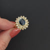 3ct SAPPHIRE DIAMOND COCKTAIL RING DOUBLE HALO 14k WHITE GOLD BIG NATURAL ESTATE