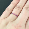 RUBY 14K WHITE GOLD ETERNITY RING STACKING WEDDING BAND NATURAL RED - Size 8.5