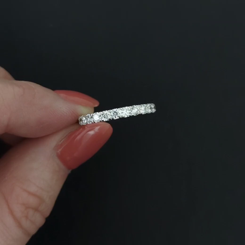 0.70ct DIAMOND WEDDING BAND STACKING RING NATURAL 14k WHITE GOLD HALF ETERNITY