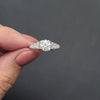 MOISSANITE DIAMOND ENGAGEMENT RING VINTAGE STYLE 14k WHITE GOLD ROUND CUT 1ct