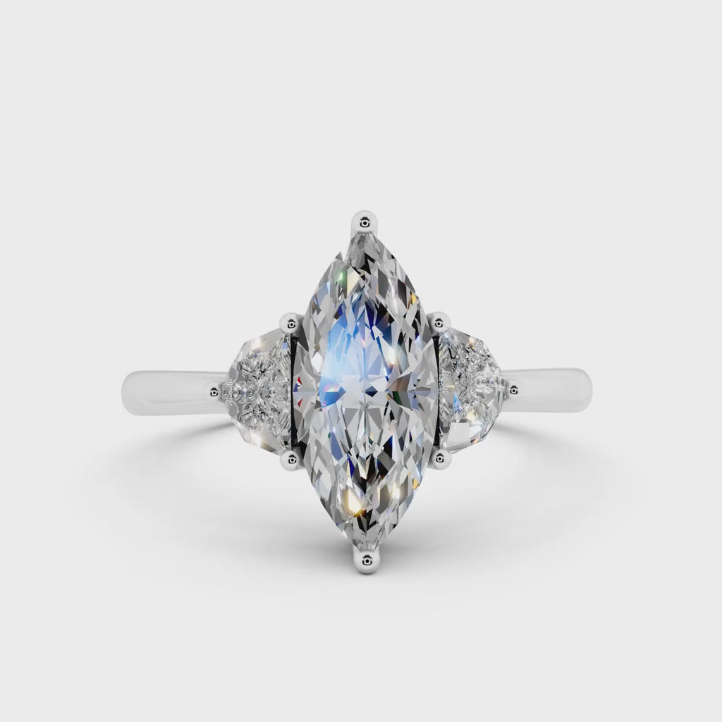 1.5ct GIA CERTIFIED G VS DIAMOND ENGAGEMENT RING MARQUISE SHAPE 3 STONE 14k GOLD