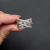 DIAMOND COCKTAIL RING CRISS CROSS WIDE BAND 1.15ct NATURAL BIG 14k WHITE GOLD