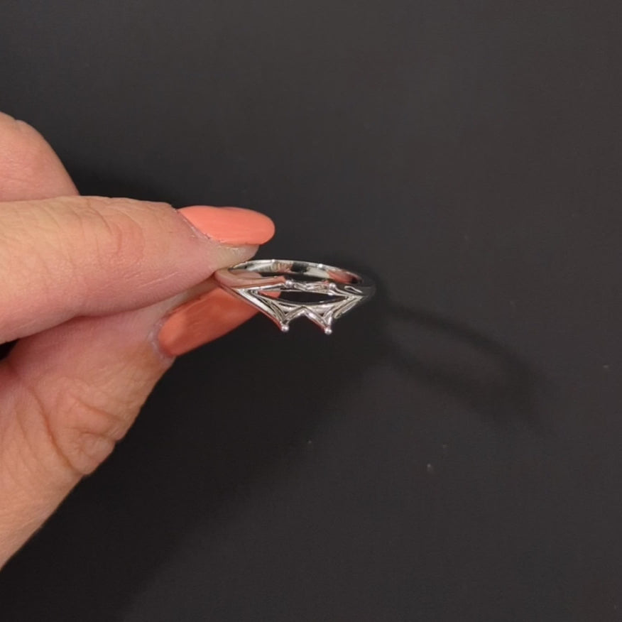 SPLIT SHANK ENGAGEMENT RING SETTING 14k WHITE GOLD SOLITAIRE 6.5mm ROUND CUSHION