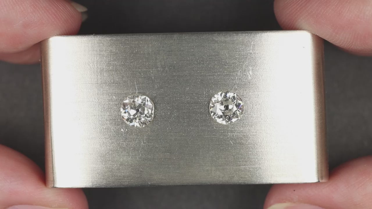 1.40ct OLD MINE CUT DIAMOND STUD EARRINGS ANTIQUE PAIR LOOSE NATURAL ESTATE