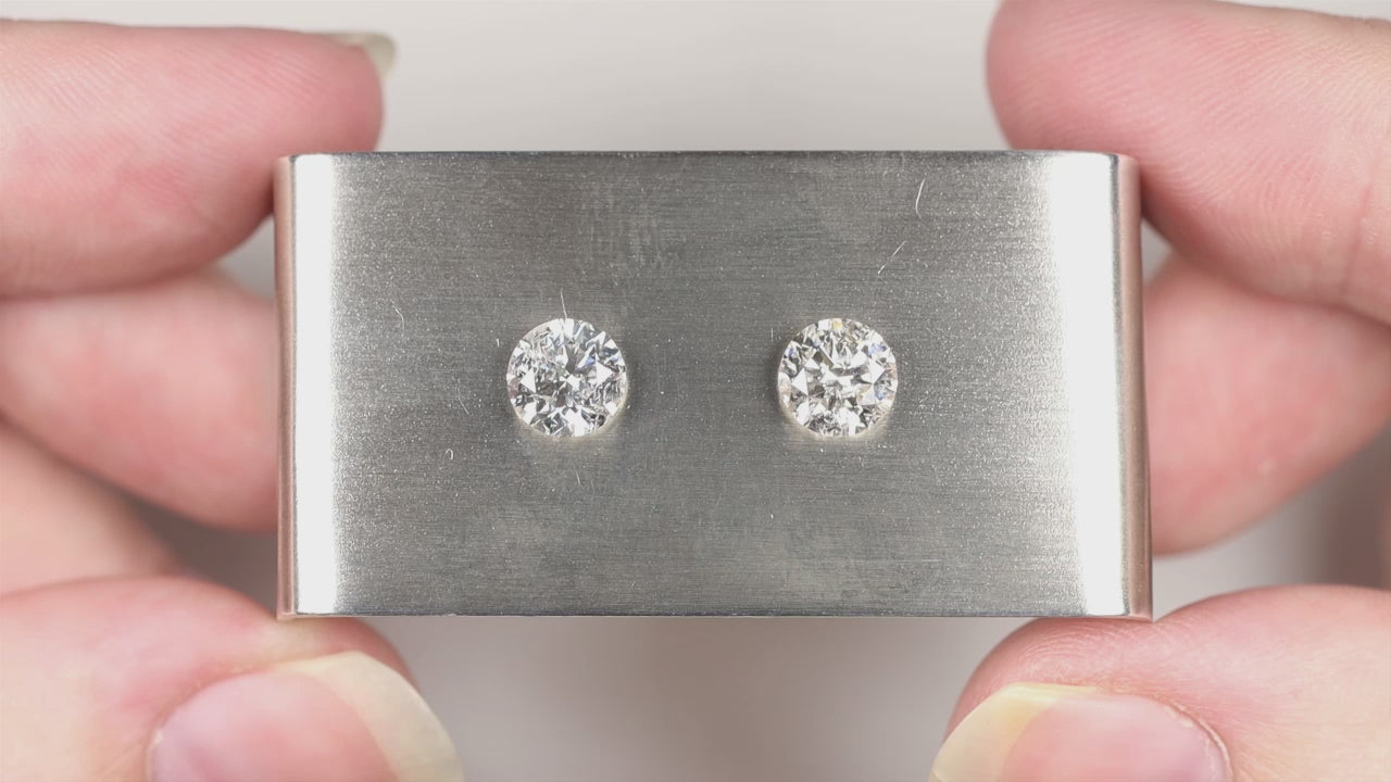 2.04ct VERY GOOD CUT DIAMOND STUD EARRINGS ROUND BRILLIANT MATCHING PAIR 2 CARAT