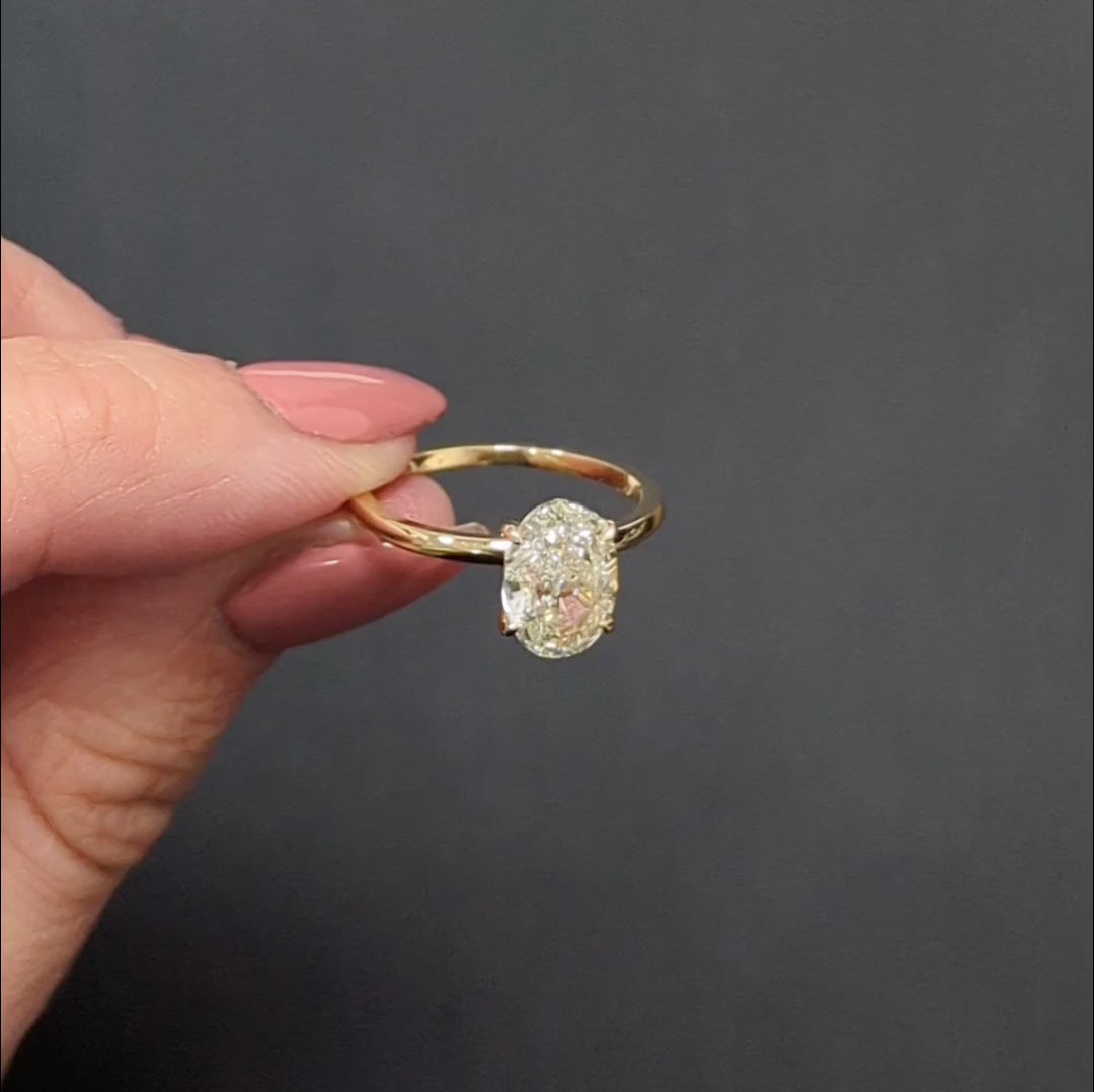 2 CARAT DIAMOND SOLITAIRE ENGAGEMENT RING CERTIFIED OVAL CUT 14k YELLOW GOLD 2ct