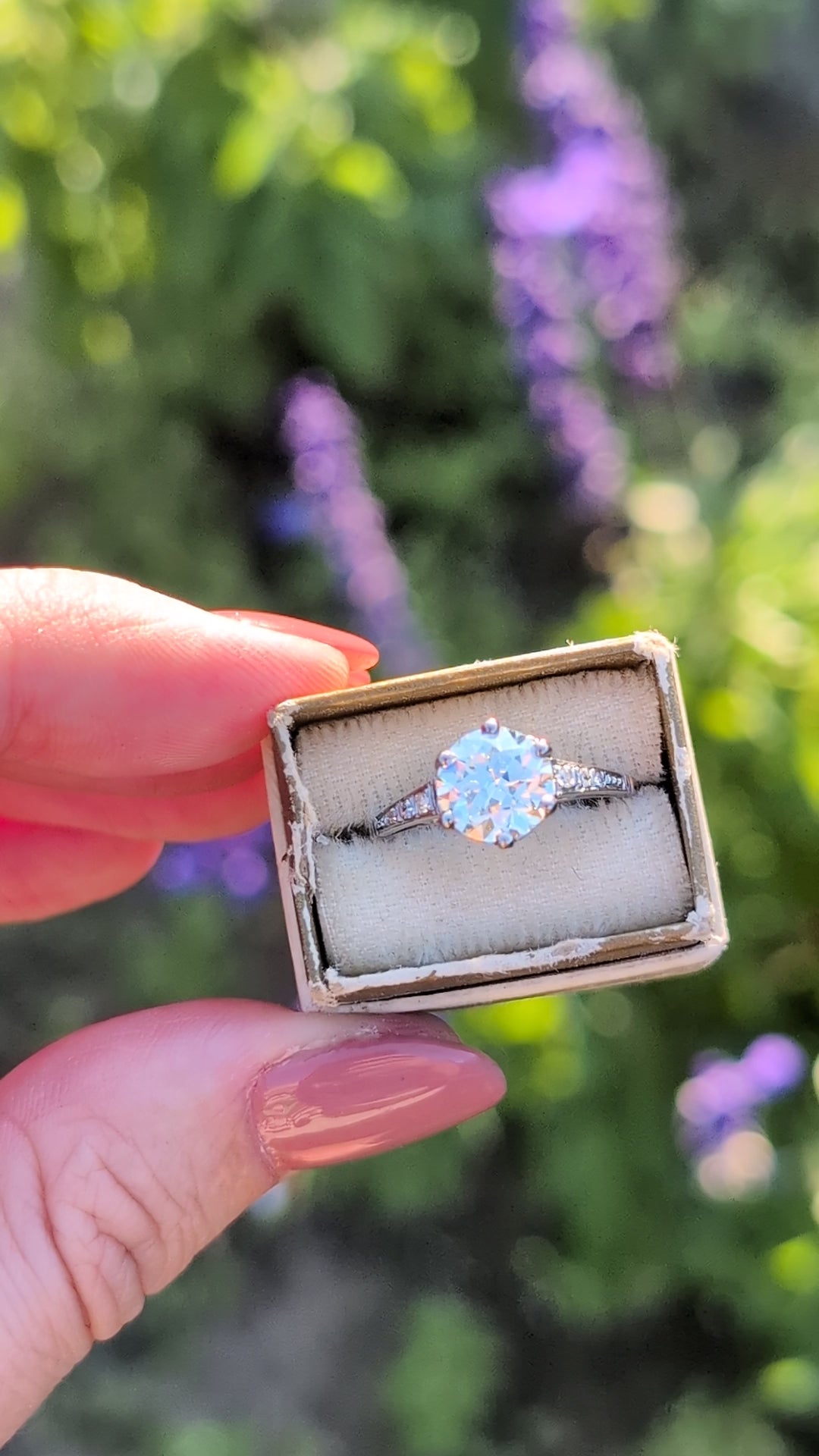 1.70ct OLD CUT DIAMOND ENGAGEMENT RING CERTIFIED G-H VS1 PLATINUM VINTAGE ESTATE