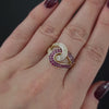 DESIGNER DIAMOND BURMA RUBY COCKTAIL RING PAVE BIG VINTAGE EFFY 14k YELLOW GOLD