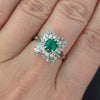 2.5ct GIA CERTIFIED EMERALD DIAMOND COCKTAIL RING 14k WHITE GOLD BALLERINA OVAL