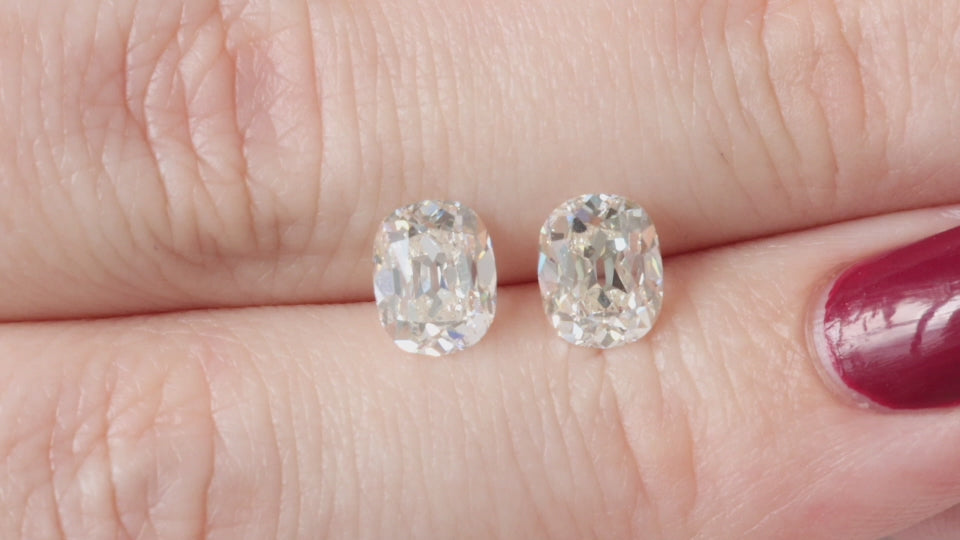 3 CARAT OLD MINE CUT DIAMOND STUD EARRINGS GIA CERTIFIED I SI1 ANTIQUE STYLE