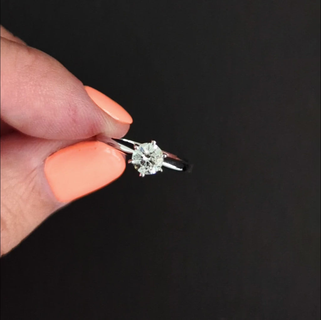 1/2 CARAT NATURAL DIAMOND SOLITAIRE RING ROUND CUT 14k WHITE GOLD ENGAGEMENT