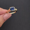 1.70c SAPPHIRE SIGNET RING EAST WEST CUSHION SHAPE PLATINUM BEZEL NATURAL
