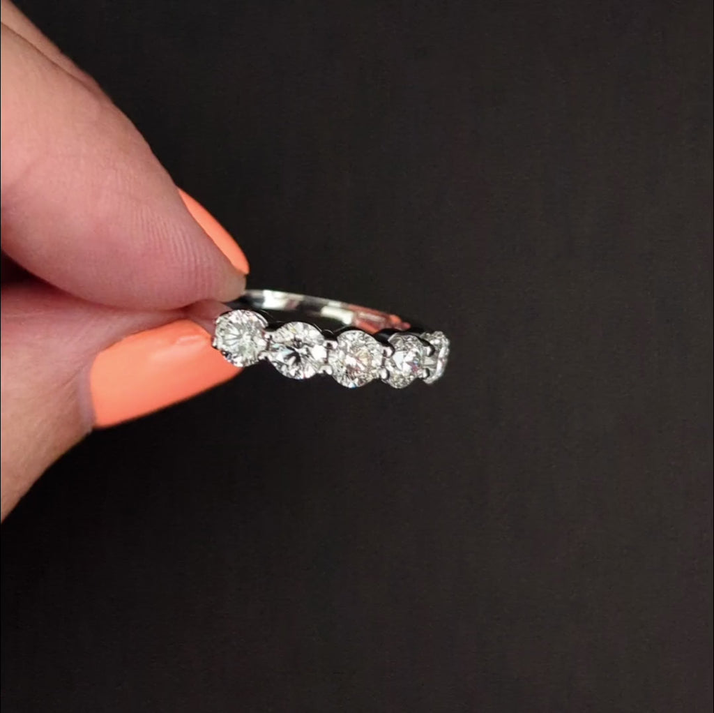 1.5 CARAT DIAMOND WEDDING BAND STACKING RING EXCELLENT ROUND CUT 14k WHITE GOLD