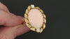 VINTAGE 18k YELLOW GOLD ANGEL SKIN CORAL DIAMOND RING OVAL BIG HANDMADE NATURAL