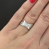 DIAMOND COCKTAIL RING CRISS CROSS WIDE BAND NATURAL BIG 14k WHITE GOLD GIFT