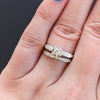VINTAGE DIAMOND WEDDING BAND STACKING RING RETRO 14k TWO TONE YELLOW WHITE GOLD