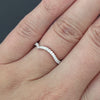 DIAMOND CONTOUR WEDDING BAND WAVE CURVE 18k WHITE GOLD 1/4 CARAT G-H VS NATURAL