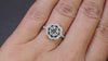 GIA CERTIFIED DIAMOND SAPPHIRE COCKTAIL RING G SI1 VINTAGE STYLE FLOWER HALO