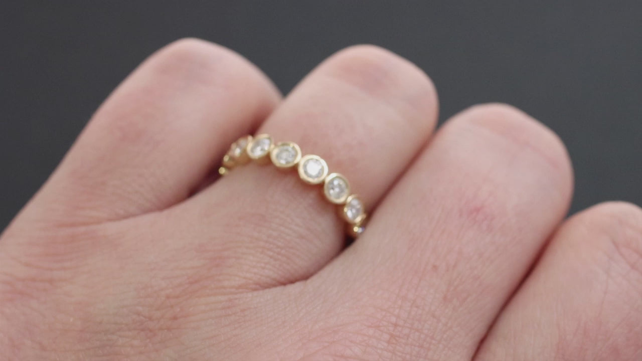 3/4ct NATURAL DIAMOND WEDDING RING PLATINUM BAND BEZEL HALF ETERNITY 