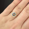 DIAMOND SAPPHIRE RING SETTING 4mm SEMI MOUNT VINTAGE STYLE ART DECO YELLOW GOLD