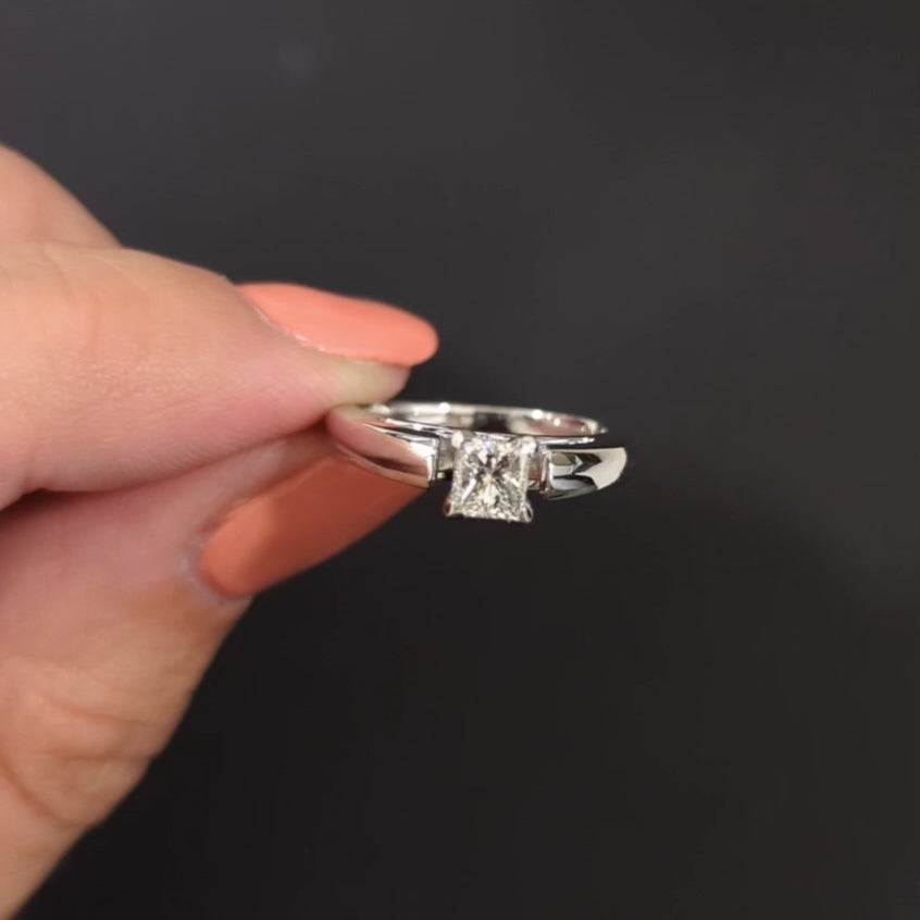PRINCESS CUT DIAMOND ENGAGEMENT RING IGI CERTIFIED H SI1 SOLITAIRE WHITE GOLD