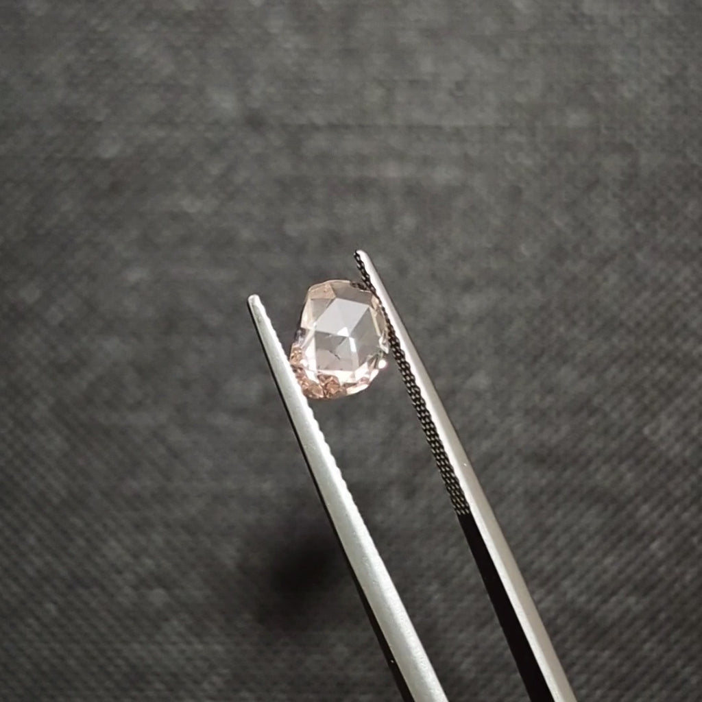 1.29ct ANTIQUE ROSE CUT LIGHT PINK DIAMOND GIA CERTIFIED HALF MOON OVAL NATURAL