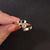 DIAMOND BYPASS RING 0.33ct ROUND CUT BEZEL SET CHUNKY 14k YELLOW GOLD COCKTAIL