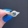 LONDON BLUE TOPAZ DIAMOND RING VINTAGE STYLE HALO WHITE GOLD COCKTAIL PROMISE