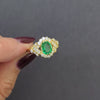 1.47ctw EMERALD DIAMOND VINTAGE STYLE COCKTAIL RING 10k OVAL ENGAGEMENT NATURAL