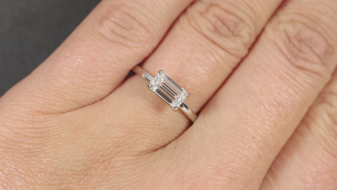 1ct GIA CERTIFIED E VS2 DIAMOND SOLITAIRE ENGAGEMENT RING EMERALD CUT PLATINUM