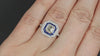 GIA CERTIFIED 1.20ct ASSCHER CUT DIAMOND RING BLUE SAPPHIRE HALO VINTAGE STYLE